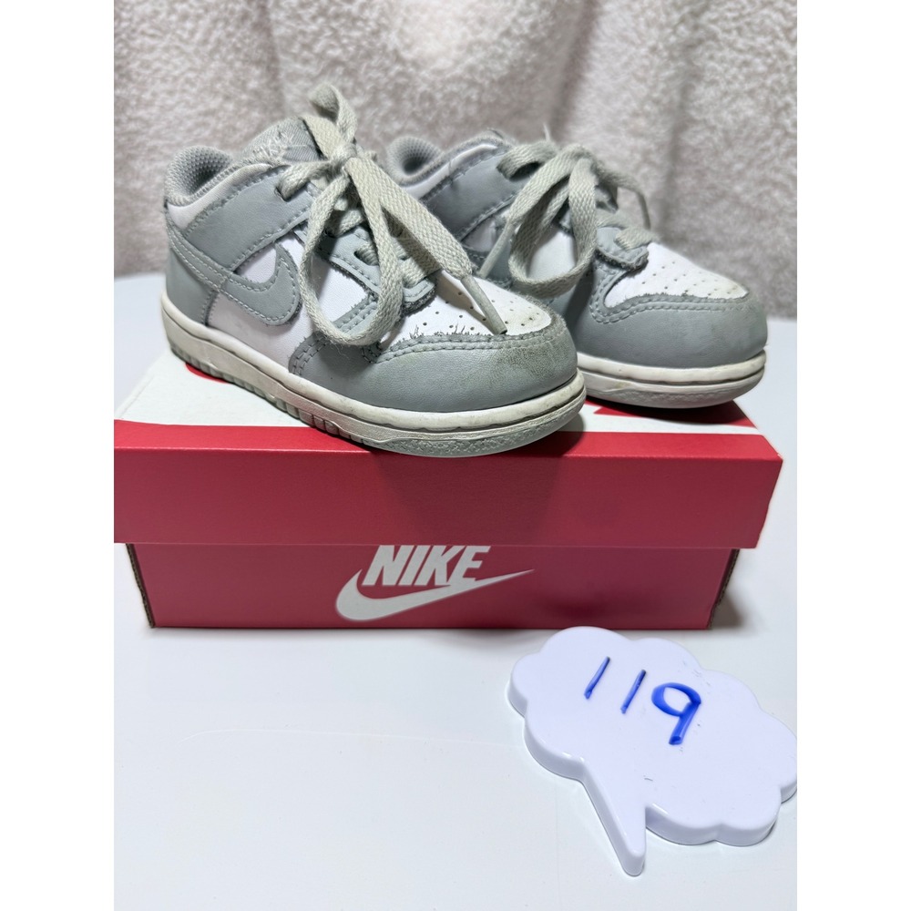 Nike Dunk Low TDE White Light Smoke Grey Toddler Sneakers FB9107-123 Size 8C